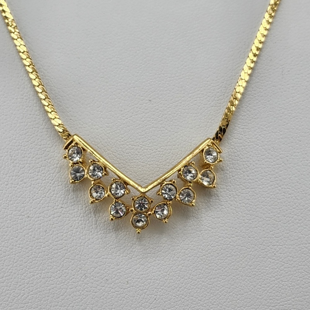Vintage Avon Gold Tone Choker‎ Necklace With Rhinestones